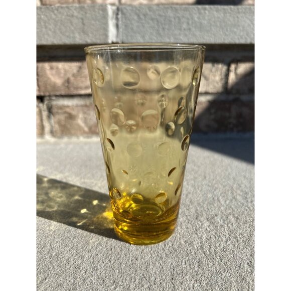 Hazel Atlas Capri Dot/Eldorado Gold Amber Glass Tumblers. - Picture 2 of 8